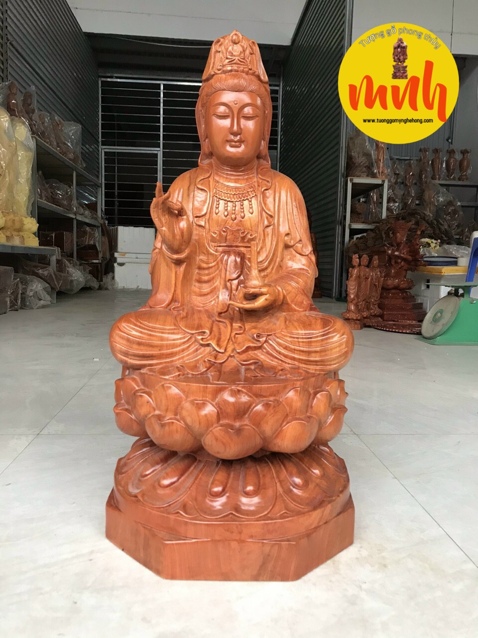 Tượng Gỗ Điêu Khắc Mẹ Quan Âm Kích Thước Cao 30cm, 40cm, 50cm, 60cm