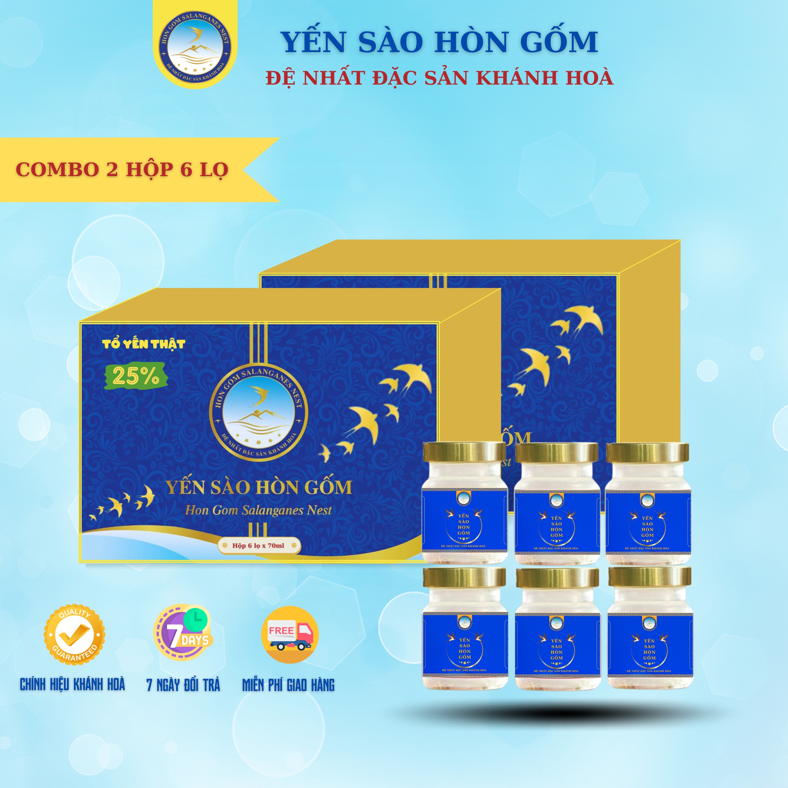 Nước Yến Sào Chưng Đường Phèn - Yến Sào Hòn Gốm Chính Hiệu Khánh Hoà - HG SALANGANES NEST