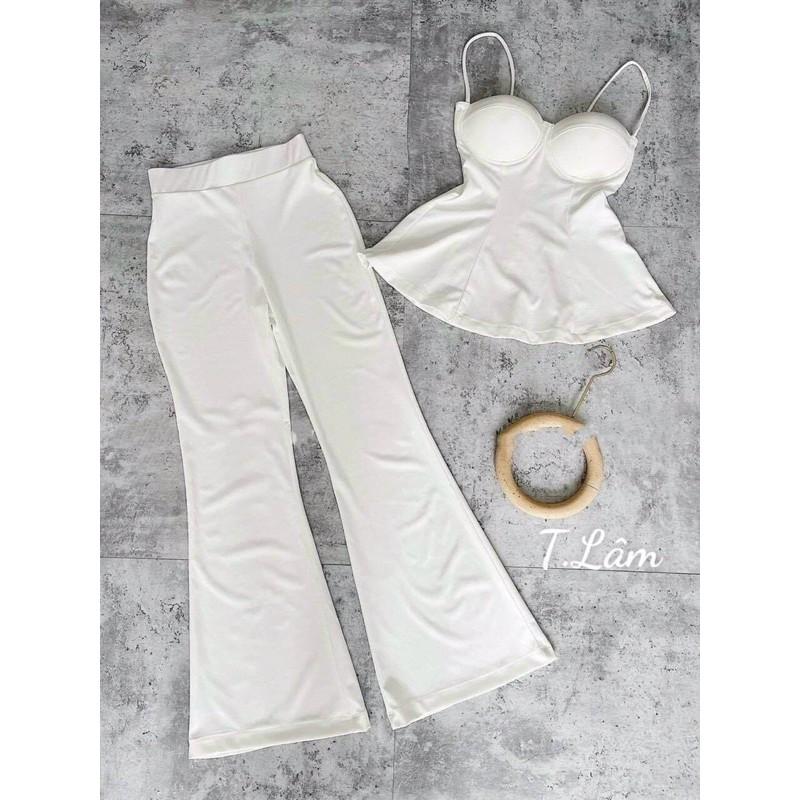 Sét bộ áo 2 dây kèm quần ống rộng ở nhà hay xuống phố đều xinh lung linh