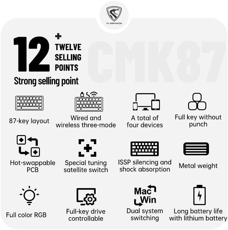 Bàn phím máy tính FL-Esports CMK87SAM Cool Mint 3 Mode _Mới, hàng chính hãng
