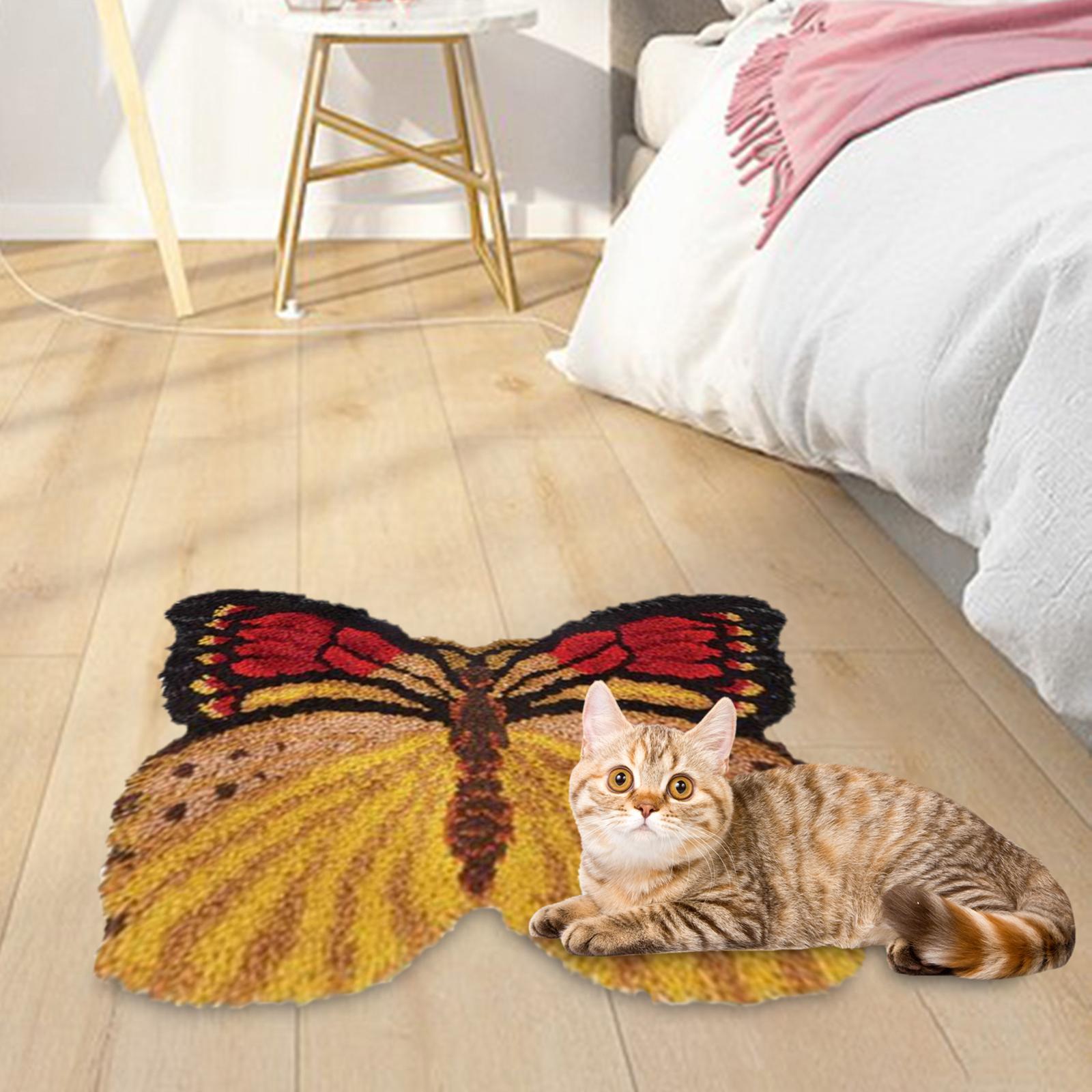 Handmade Latch Hook Rug Kit Butterfly Shaped Carpet Crochet Yarn Kit Latch Hooking Rug Kits Home Decor Festival Gift