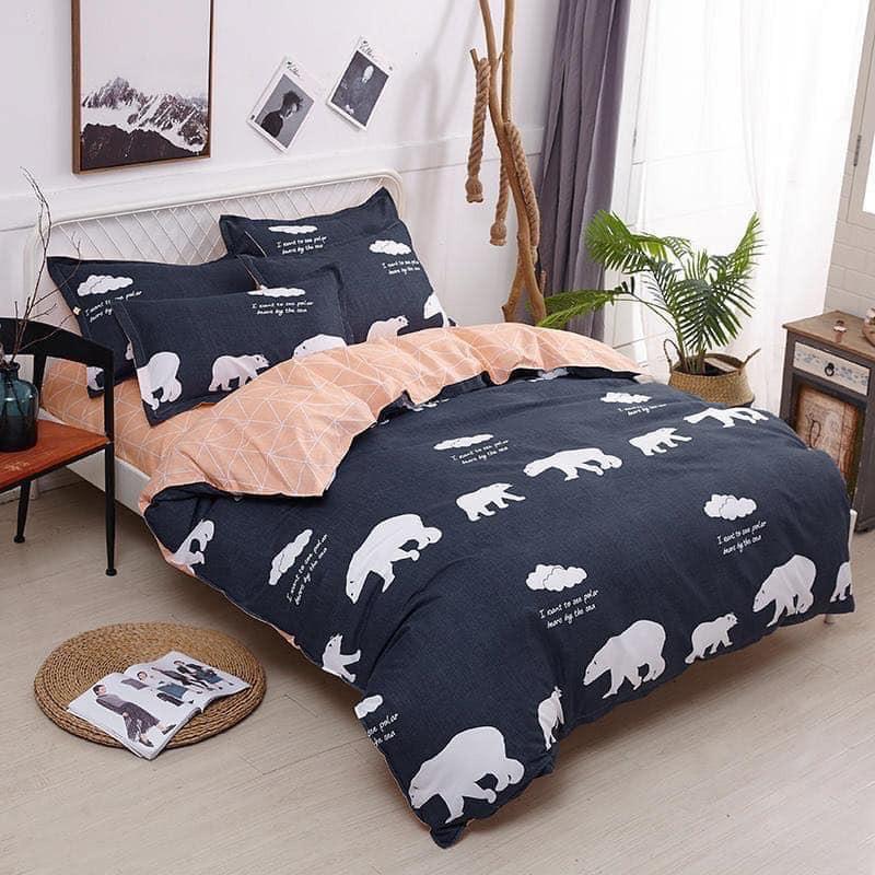 Bộ chăn ga gối phong cách Hàn Quốc gấu trắng