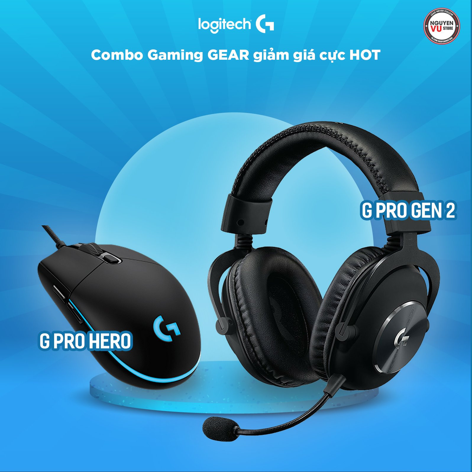 Combo Tai nghe Gaming Logitech G Pro Gen 2 và Chuột Pro Hero - Hàng Chính Hãng