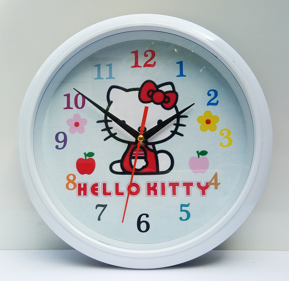Đồng hồ treo tường mèo kitty trắng đáng yêu cho trẻ em