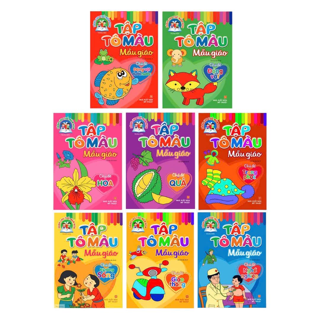 Bộ Túi Tập Tô Màu Mẫu Giáo (Bộ 8 Cuốn)