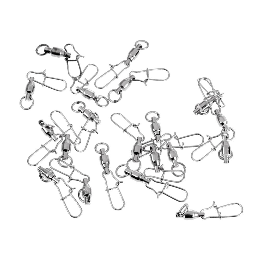 20 Pieces High-strength Fishing Ball Bearing Swivels with Nice Snaps 0#