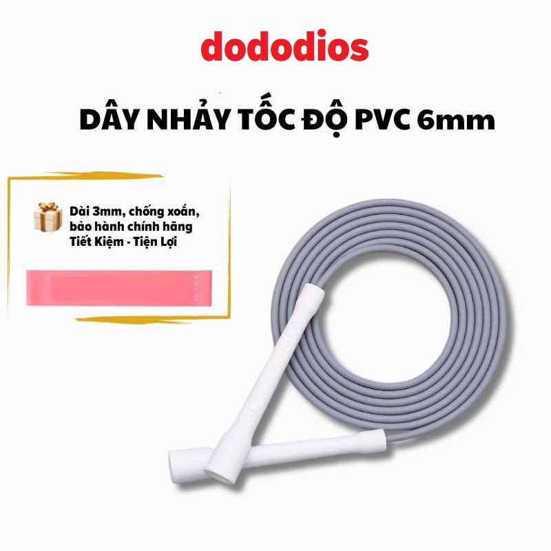 Dây nhảy tốc độ dododios chất liệu PVC 6mm, Tập thể lực, Cadio tại nhà - Hàng chính hãng, Dây Nhảy Chống Xoắn