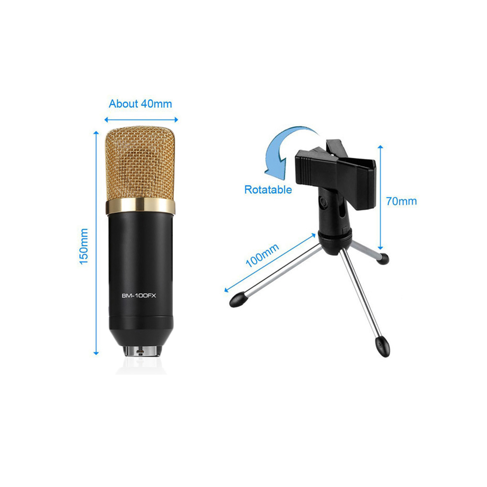 Micrô Ngưng Tụ USB Với Mic Thu Âm Cardioid Cho Máy Tính Xách Tay