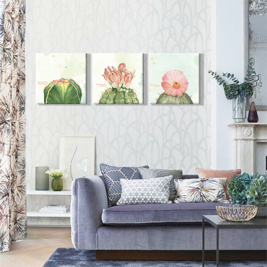 Bộ 3 Tranh Canvas Hoa Xương Rồng - W103