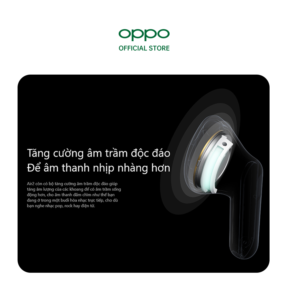 Tai Nghe True Wireless OPPO Enco Air 2 | Chống Ồn Thông Minh Ai | Màng Loa Mạ Titan 13.4mm | Hàng Chính Hãng