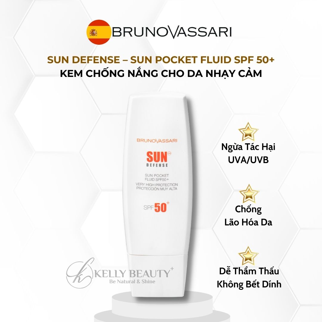 Kem Chống Nắng Cho Da Nhạy Cảm Sun Pocket Fluid SPF 50+ - Bruno Vassari | Kelly Beauty