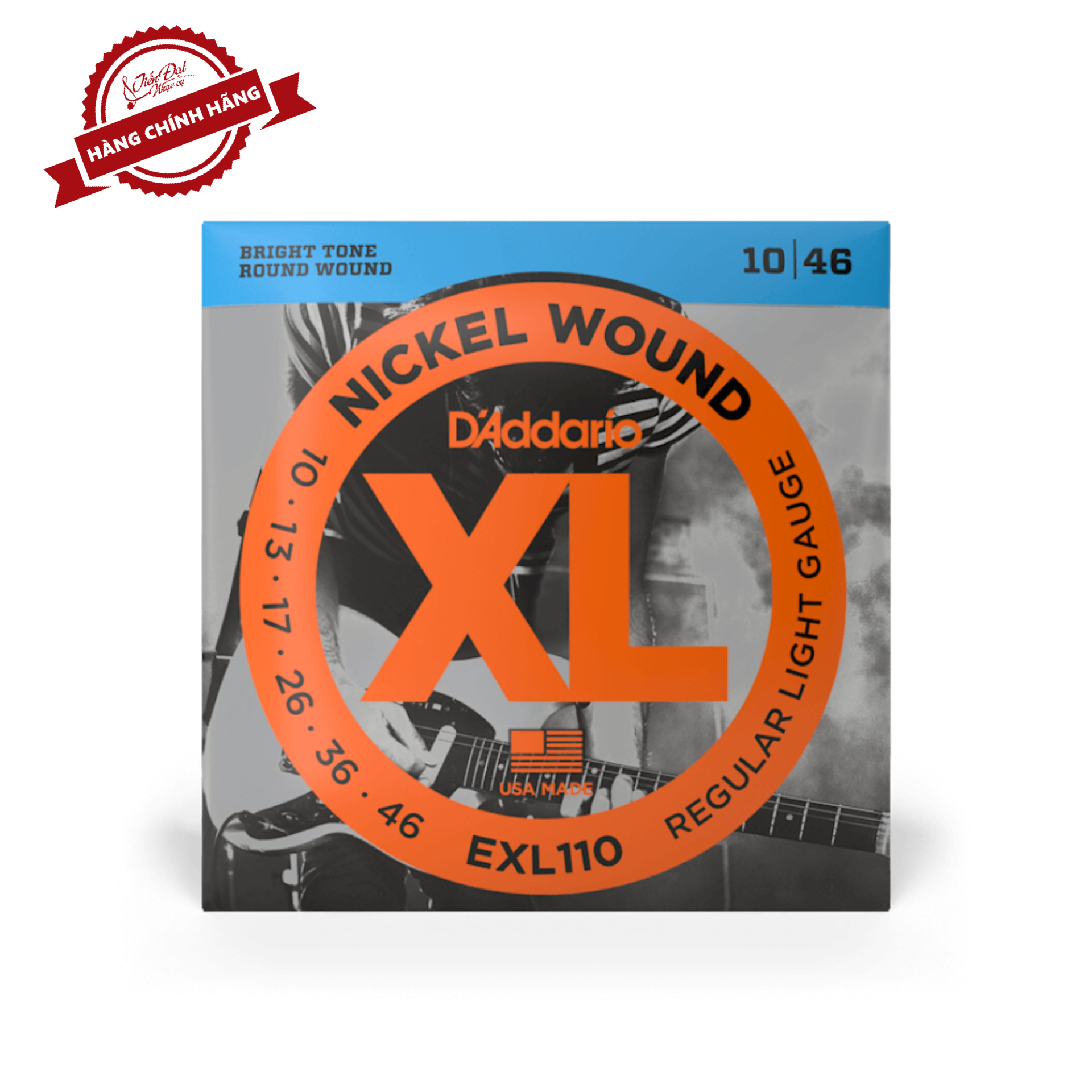 Bộ Dây Đàn Guitar Điện/Electric Guitar D'Addario EXL110 Nickel Wound, Regular Light 10-46 - Hàng Chính Hãng