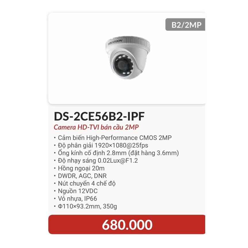 Camera có màu ban đêm, camera thân trụ ColorVu 2MP DS-2CE10DF0T-F hỗ trợ đèn sáng báo động - Hàng chính hãng