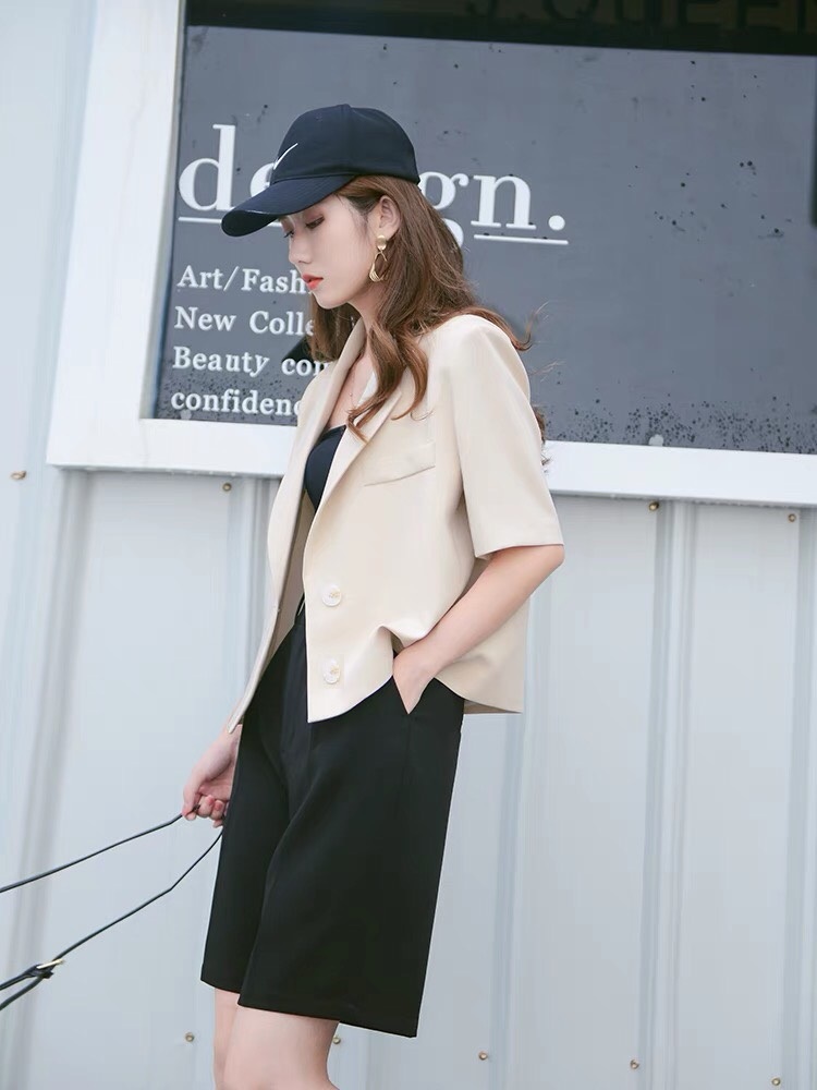 Áo Blazer Nữ Croptop Ngắn Tay Áo khoác Vest cộc nữ Chất Tuyết Mưa Cao Cấp Hàng Thiết Kế Tay Lỡ Dáng Ngắn Hàn Quốc