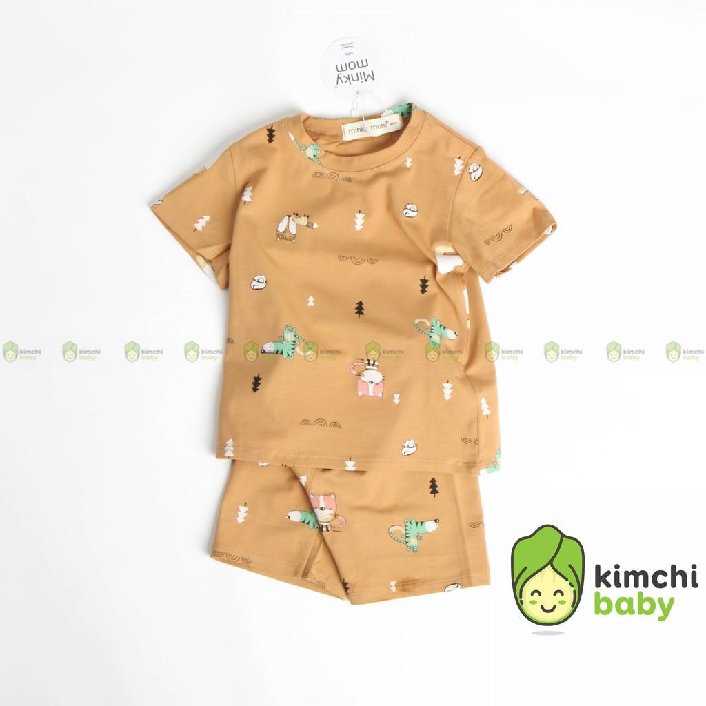 Đồ Bộ Bé Trai, Bé Gái Minky Mom Vải Cotton 100% Họa Tiết Bò Sữa In Nhỏ, Bộ Cộc Tay Cho Bé Mặc Nhà Mùa Hè MKM2126