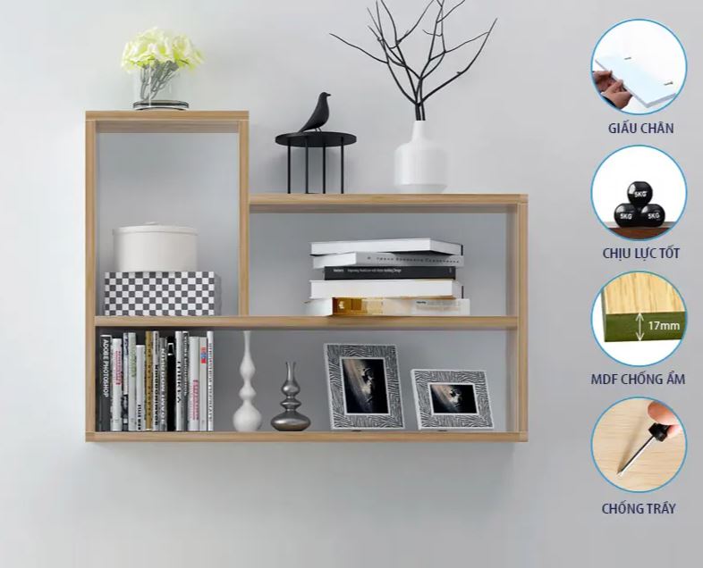 Combo 2 Kệ Gỗ Trang Trí Treo Tường Chữ L và Chữ U Juno Sofa CTKT812 90cm x 62cm x 15cm
