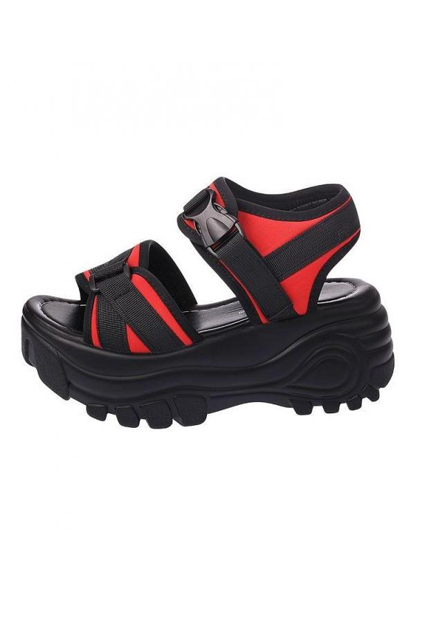 Giày sandal nữ cá tính S075DO (Đen viền đỏ)