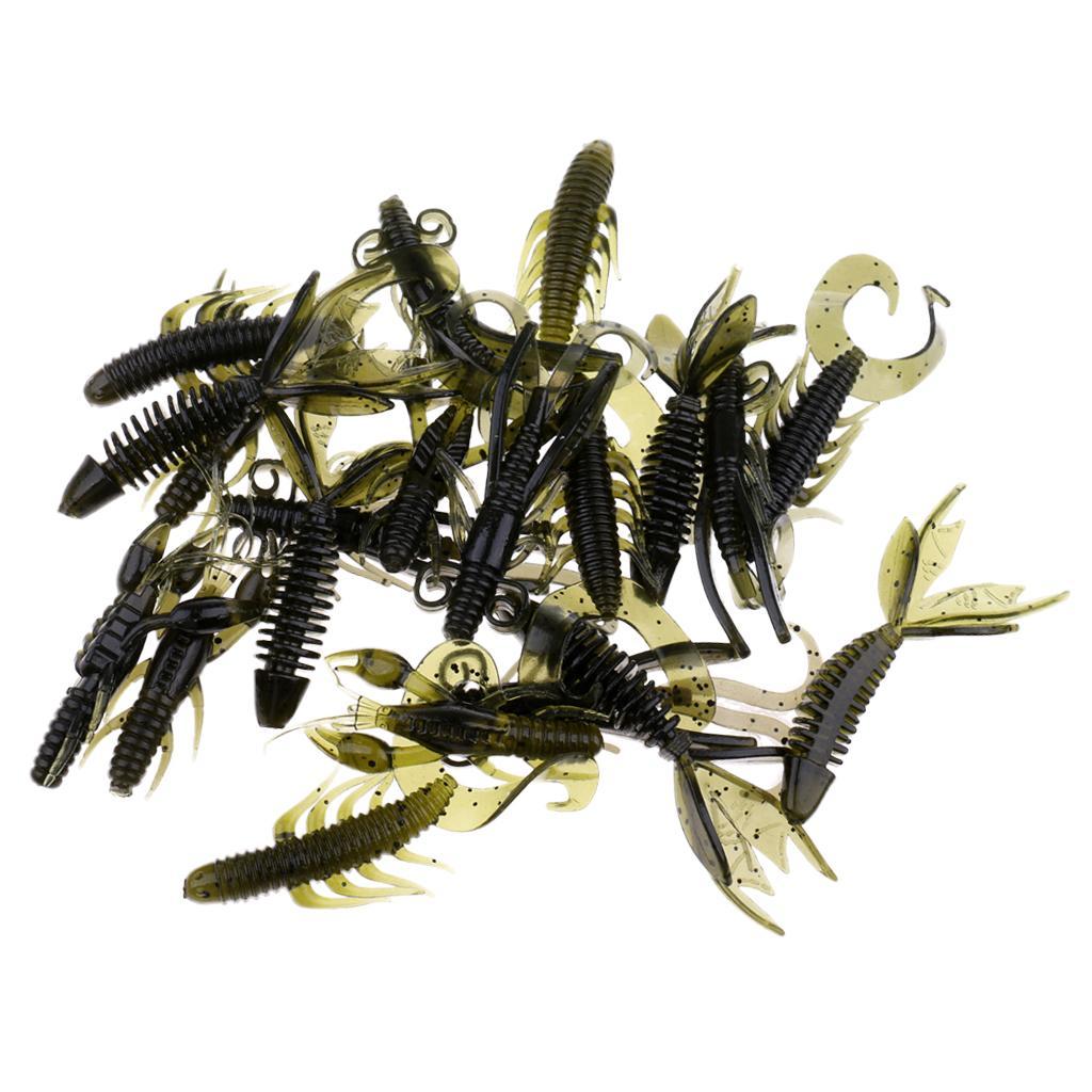 20pcs Soft Shrimp Sea Fishing Lures Tackle Crankbaits Bait Minnow Bait Green