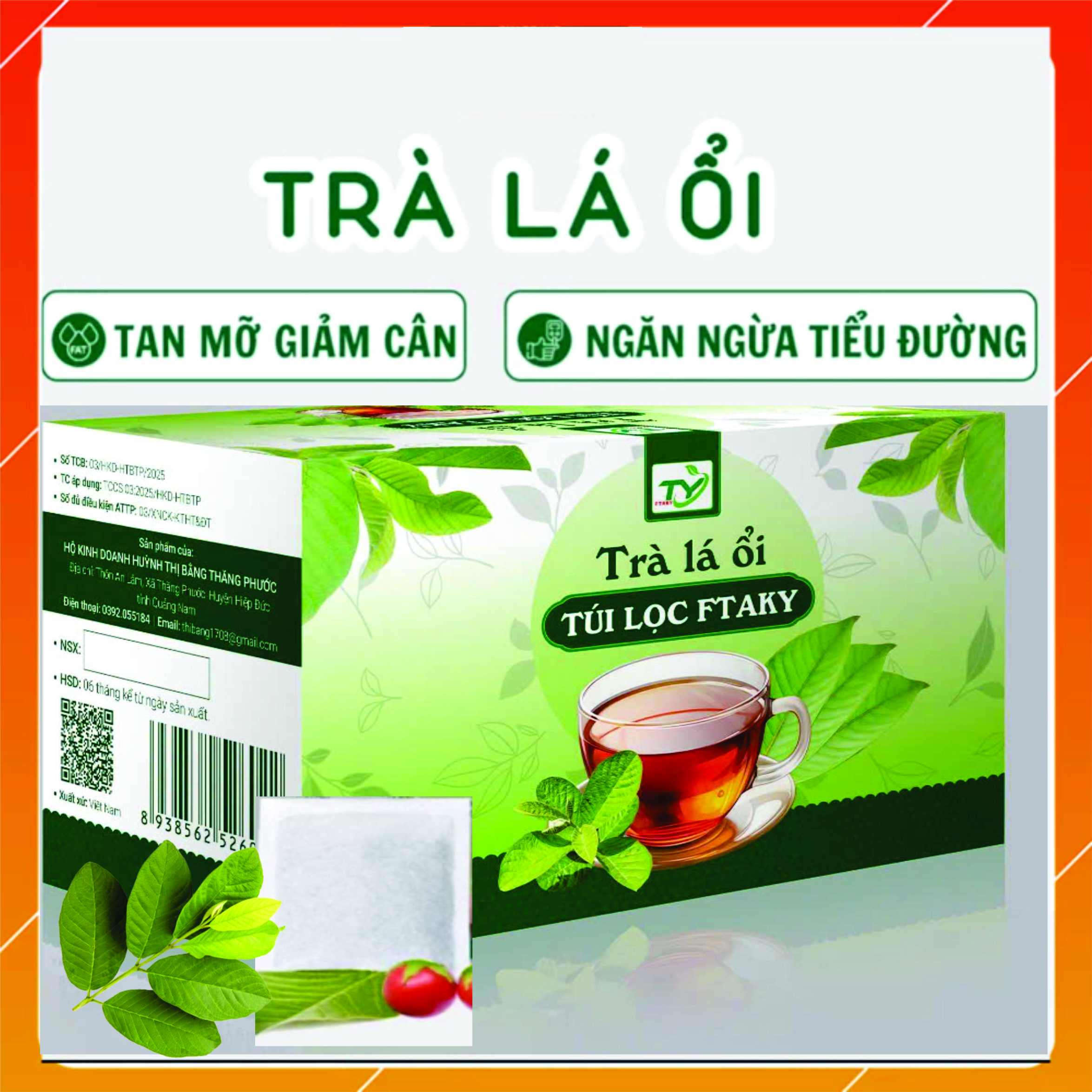 Trà lá ổi túi lọc - Tan mơ giảm can, ngừa tiểu đường, hỗ trợ tiêu hoá, tốt cho dạ dày