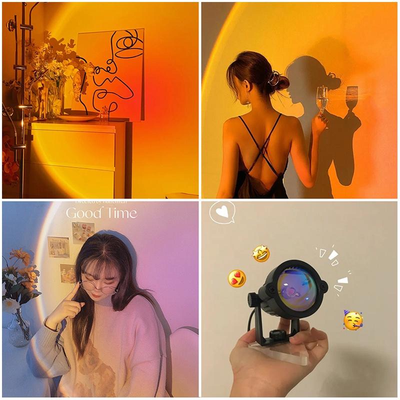 Đèn Led Chiếu Hình Mặt Trời Lặn Cổng Usb Trang Trí Tường Phòng Ngủ