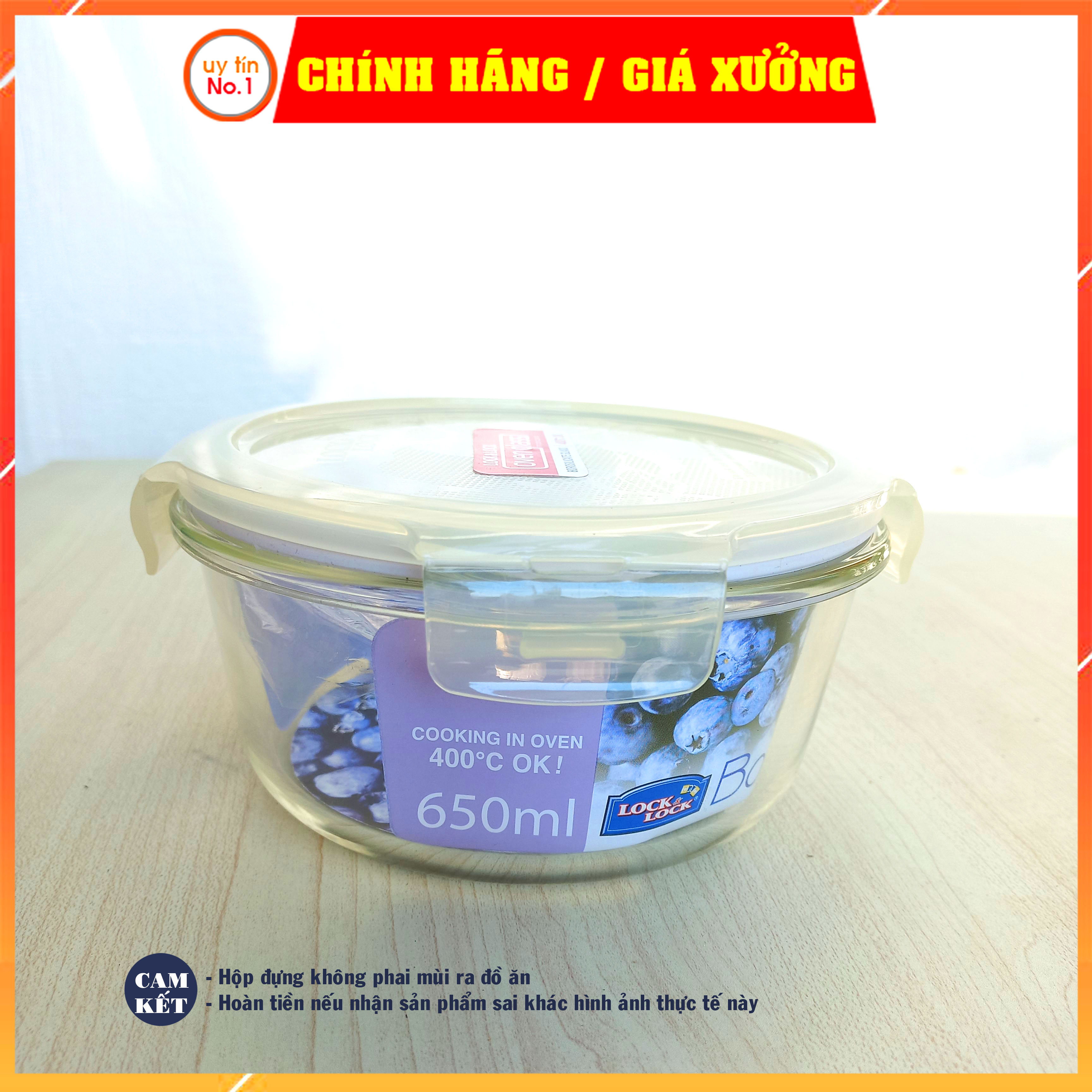 Hộp đựng thức ăn bằng thuỷ tinh Lock&Lock sử dụng được trong tủ lạnh LLG831 650ml