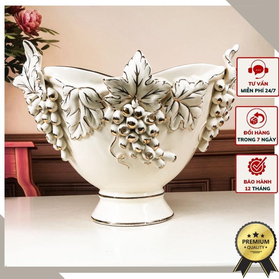 Đĩa Quả Nho Đắp Nổi 3D Tân Cổ Điển Sang Trọng Hoàng Gia Cbsale-DQ8