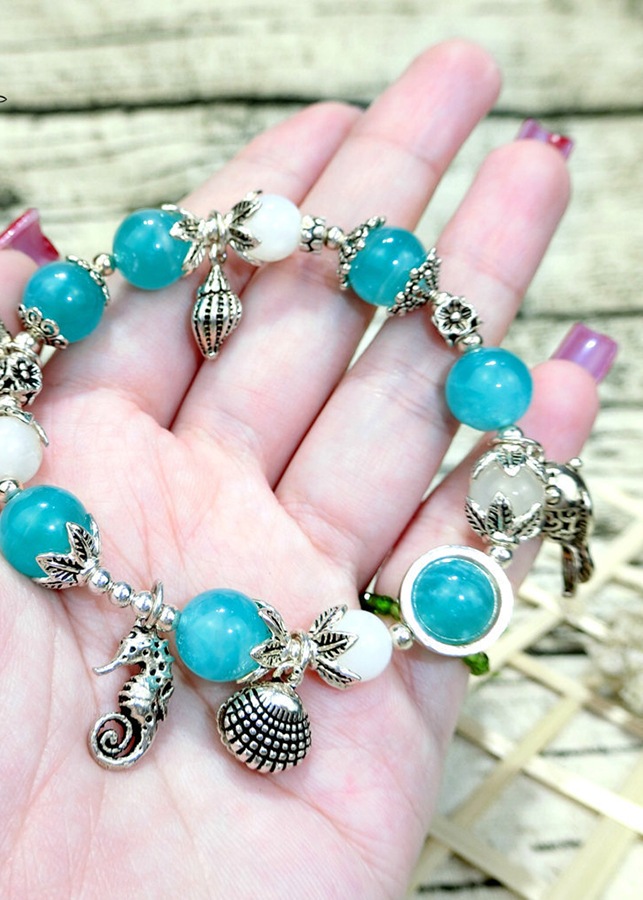 Vòng Tay Phong Thủy Đá Amazonite Ý V0420