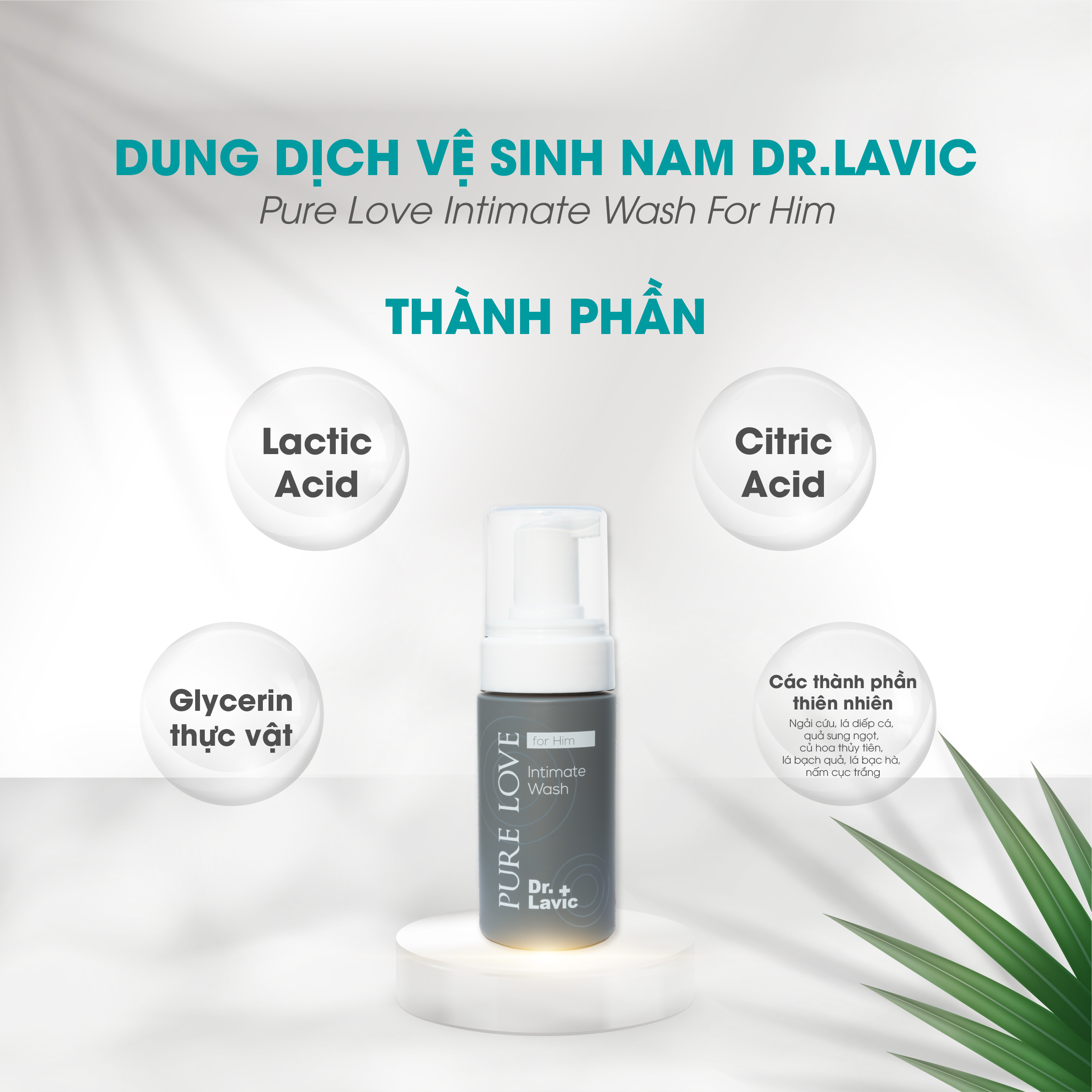 Dung dịch vệ sinh nam Dr.Lavic Pure Love Intimate Wash For Him dạng bọt thơm mát khử khuẩn tốt 100ml - DR939