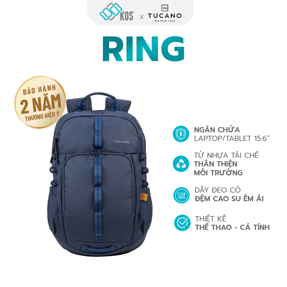 Balo laptop Tucano Ring 15 inch, thương hiệu Ý, bảo hành 2 năm, kiểu dáng thể thao cá tính