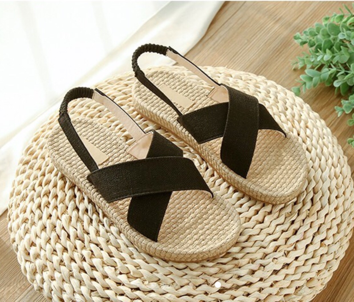 Sandal nữ quai chéo đế giả cói vintage thời trang SB1