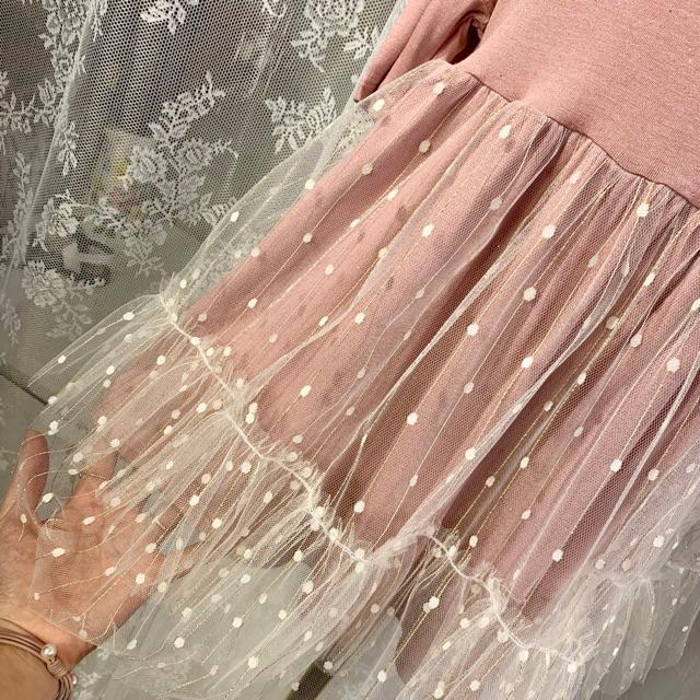 Váy babydoll hồng cotton pha nhũ cực mát cho bé gái