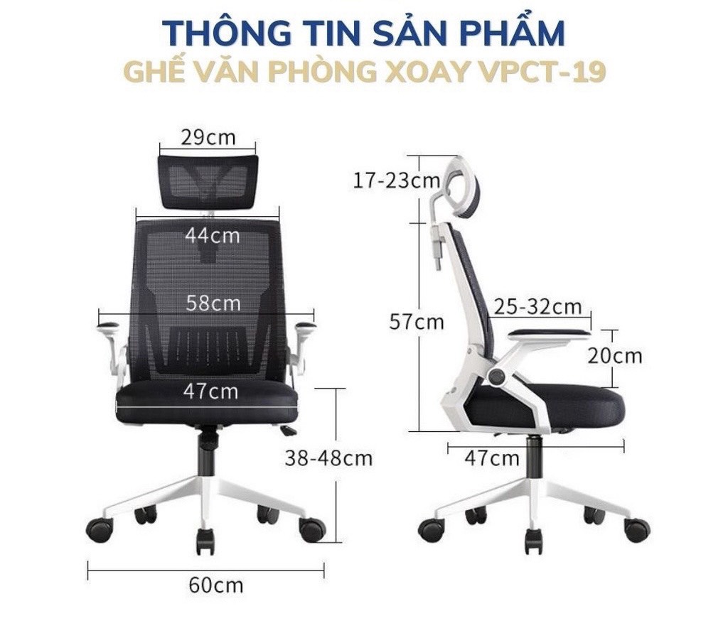 Ghế Làm Việc Công Thái Học - Ergonomics Ngả Lưng Thư Giãn Cao Cấp AMA-VPCT-19