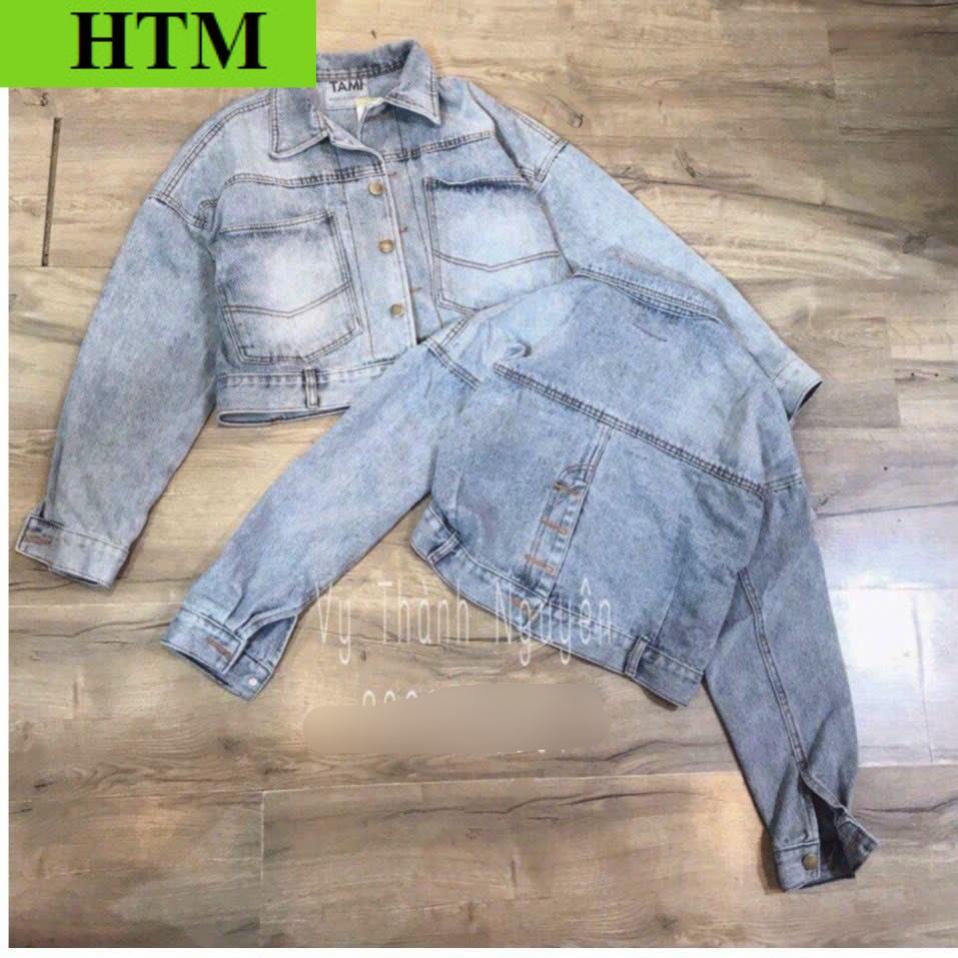 [FREESHIP] Áo Khoác Jean Nữ Form Lửng Mang Phong Cách Cá Tính Chất Vải Mát Mẻ Dày Dặn Áo Đẹp Hàng Hot Trend HTM FASHION - Xanh