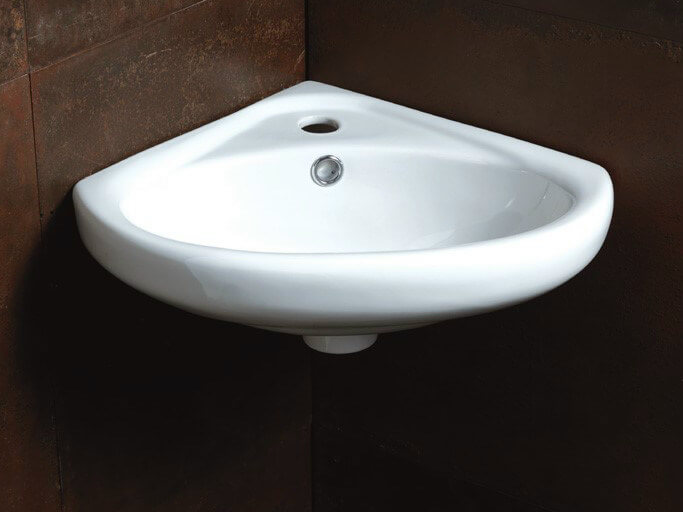 Chậu rửa mặt lavabo, chậu góc, kích thước 37x37x16.4cm, màu trắng