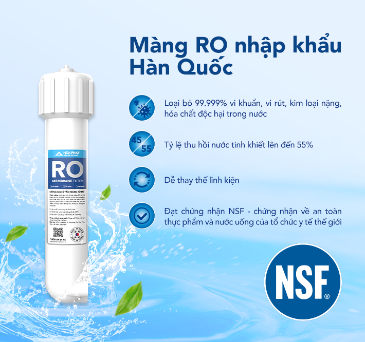 Máy lọc nước RO Hòa Phát HPU456 - Bảo hành 36 tháng - Hàng chính hãng