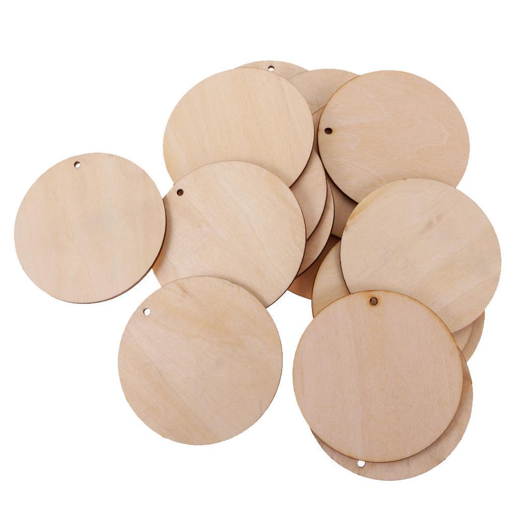 75x Blank Wooden Shapes Plaque with Hole for Kids Painting Crafts 50mm/80mm