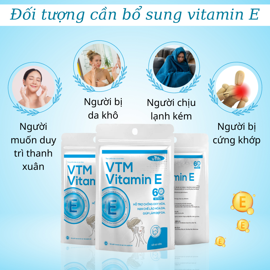 Viên uống bổ sung vitamin E VTM tăng cường sức khỏe, hỗ trợ chống oxy hóa, lão hóa da