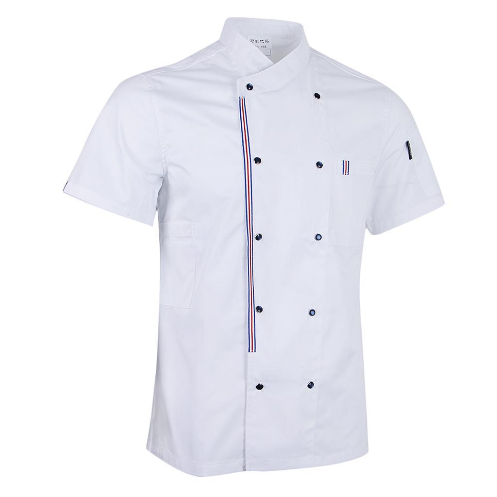 2pcs Womens Mens Chef Jackets Coat Short Sleeves Shirt Kitchen Uniforms