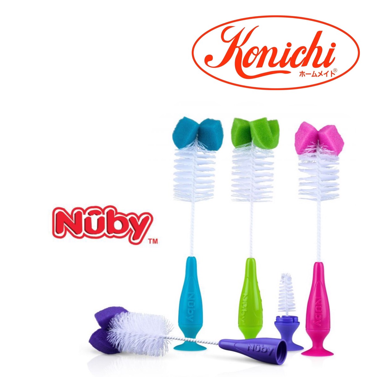 Cọ bình sữa, núm ty Nuby có đế dính