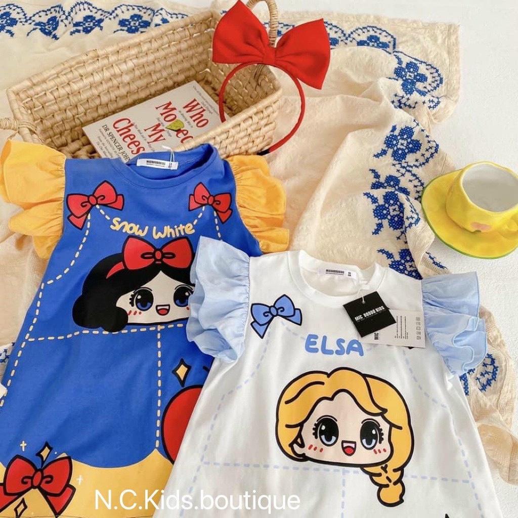 Váy Suông Hoạt Hình ngộ nghỉnh 2 Màu Siêu Hot ,Tay áo thiết kế cánh tiên Dễ Thương Cho Bé Gái Size 10-22kg