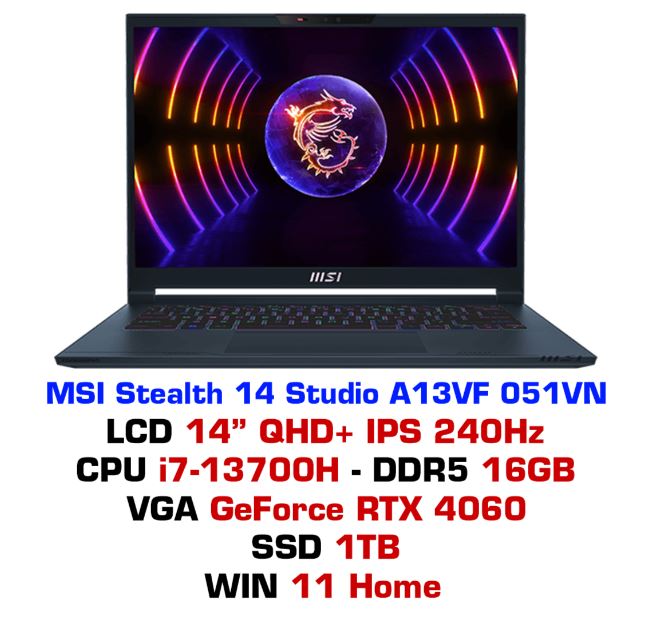 Laptop MSI Stealth 14 Studio A13VF 051VN - Hàng chính hãng