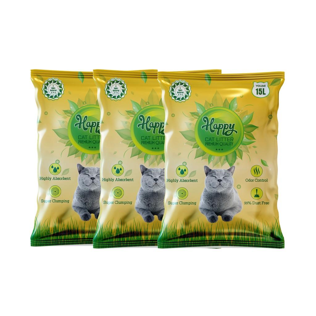 Cát vệ sinh cho mèo siêu Khử Mùi và Kháng Khuẩn Happy Gold 15L
