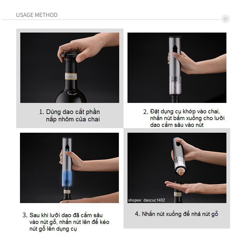 Bộ dụng cụ mở rượu vang tự động 4 trong 1 xịn xò