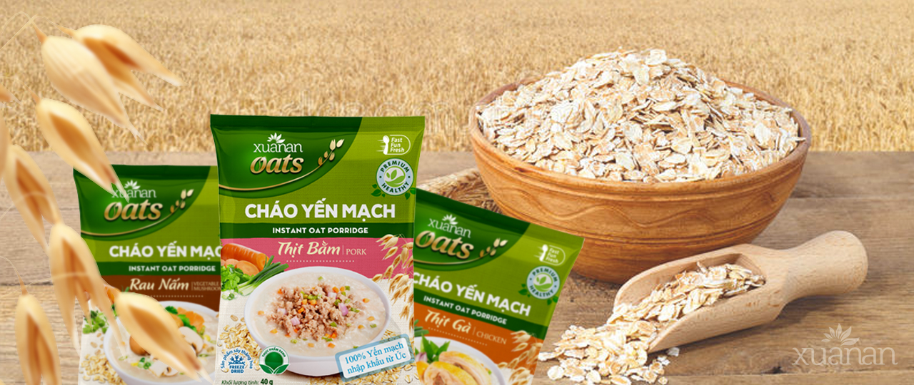 Combo 6 Gói Cháo Yến Mạch Rau Nấm Xuân An 40G [chay dùng được] (Tặng Kèm 1 Gói Cháo Thịt Gà &amp; Đông Trùng Hạ Thảo 40G)