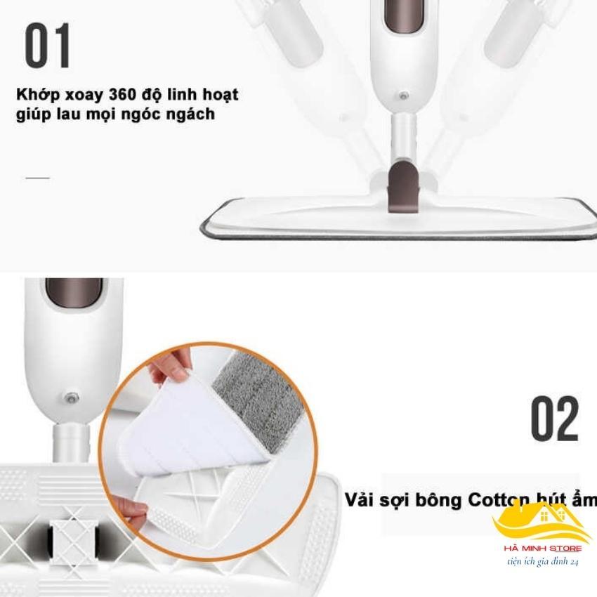 Cây lau nhà phun sương thông minh đa năng 2 trong 1 xoay 360 độ tiện ích chôi lau nhà phun sương hà minh store