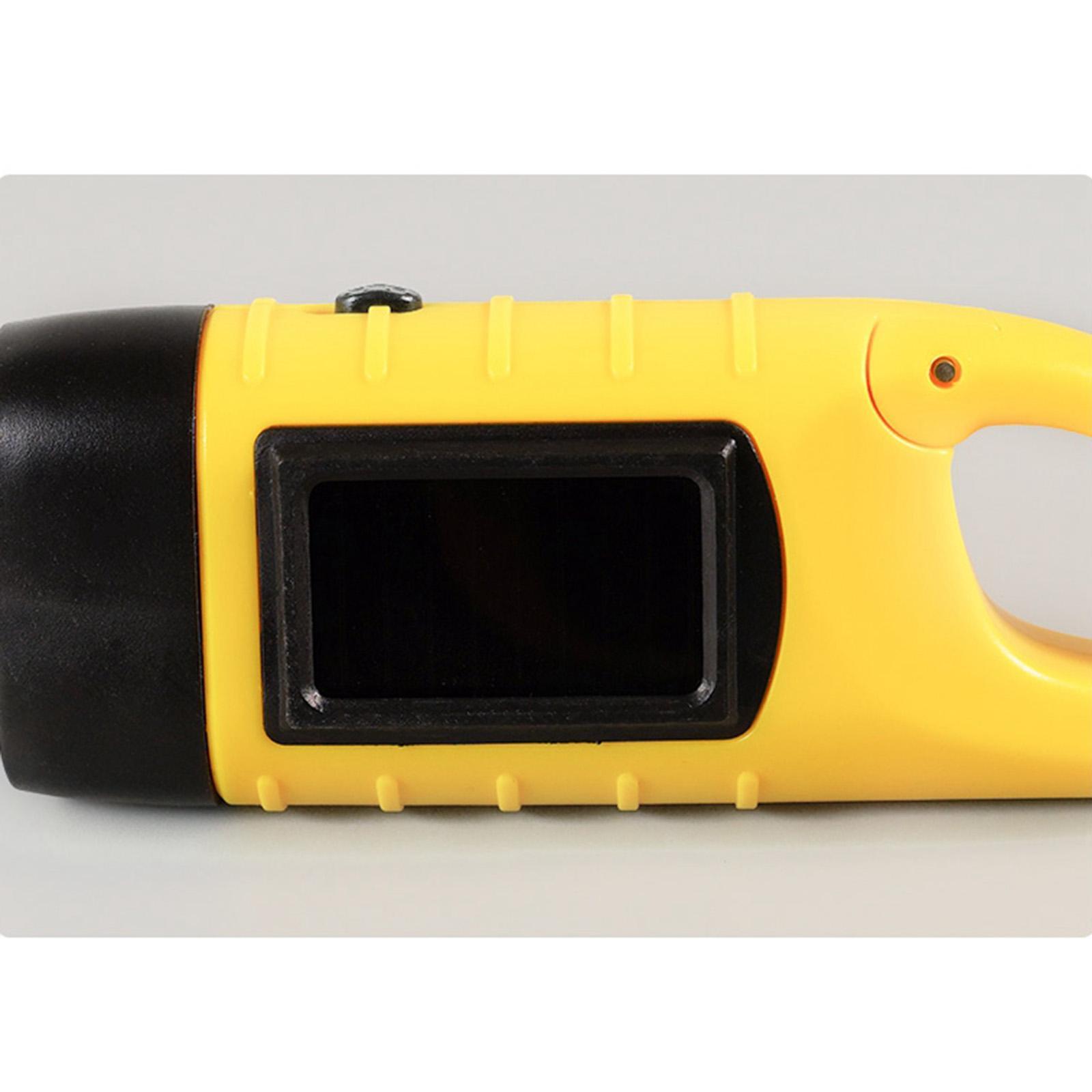 Solar Rechargeable Hand Crank Flashlight Bright Work Yellow