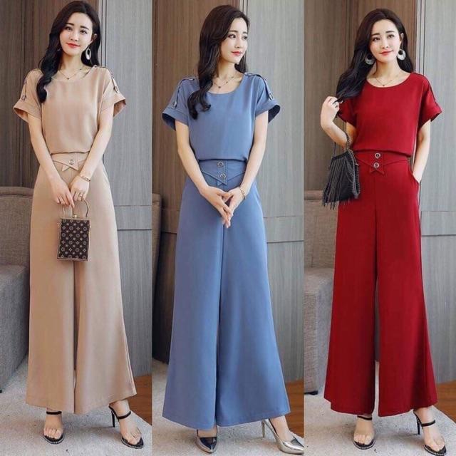Bộ đồ áo cộc tay quần ống rộng 2 khuy trước siêu hót BDNL10