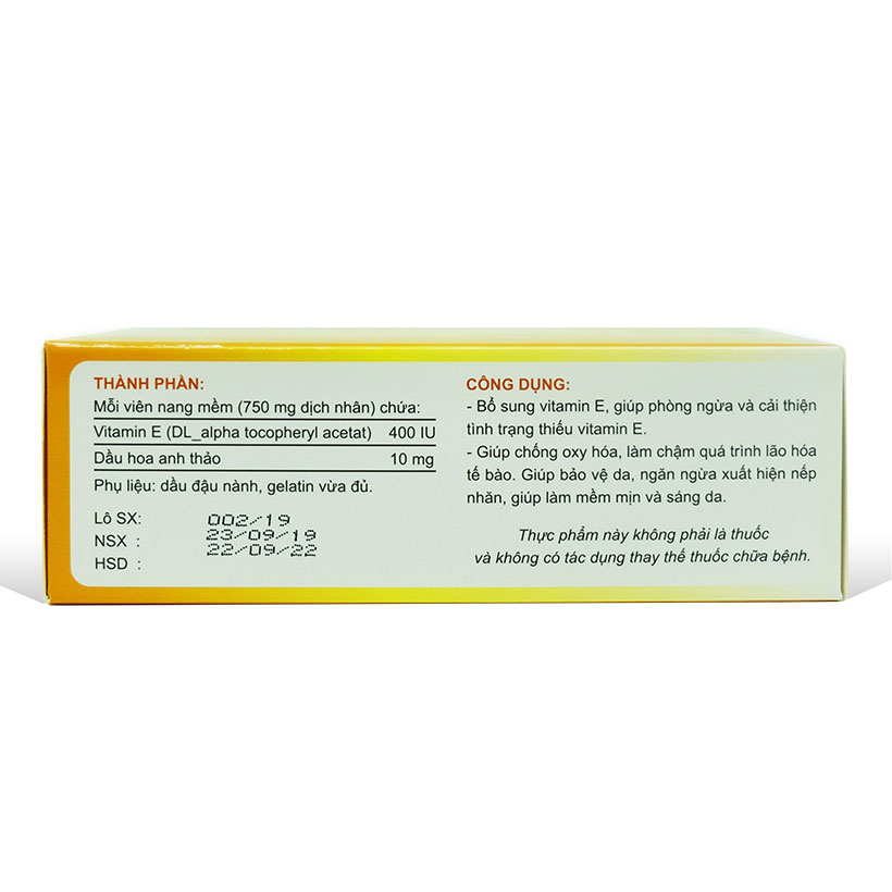 Thực phẩm bảo vệ sức khoẻ  UniE bổ sung vitamin E, dầu hoa anh thảo giúp làn da đẹp rạng ngời (Hộp 30 viên)