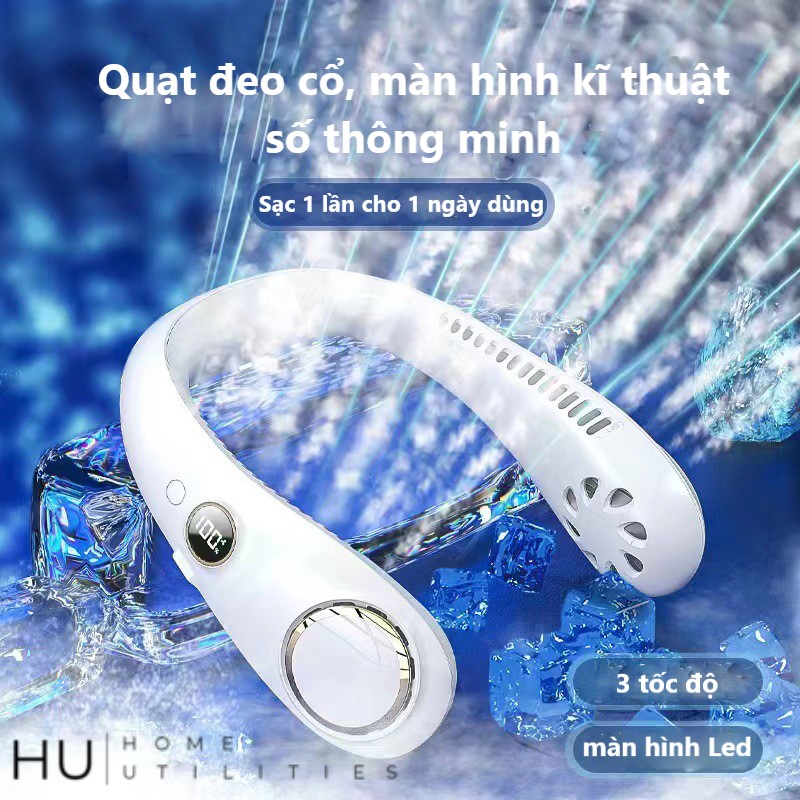 Quạt Đeo Cổ Mini Không Cánh Bản Nâng Cấp 2022 Có Màn Hình LED Hiển Thị Sạc USB Tiện Lợi Thời Trang - Home Utilities