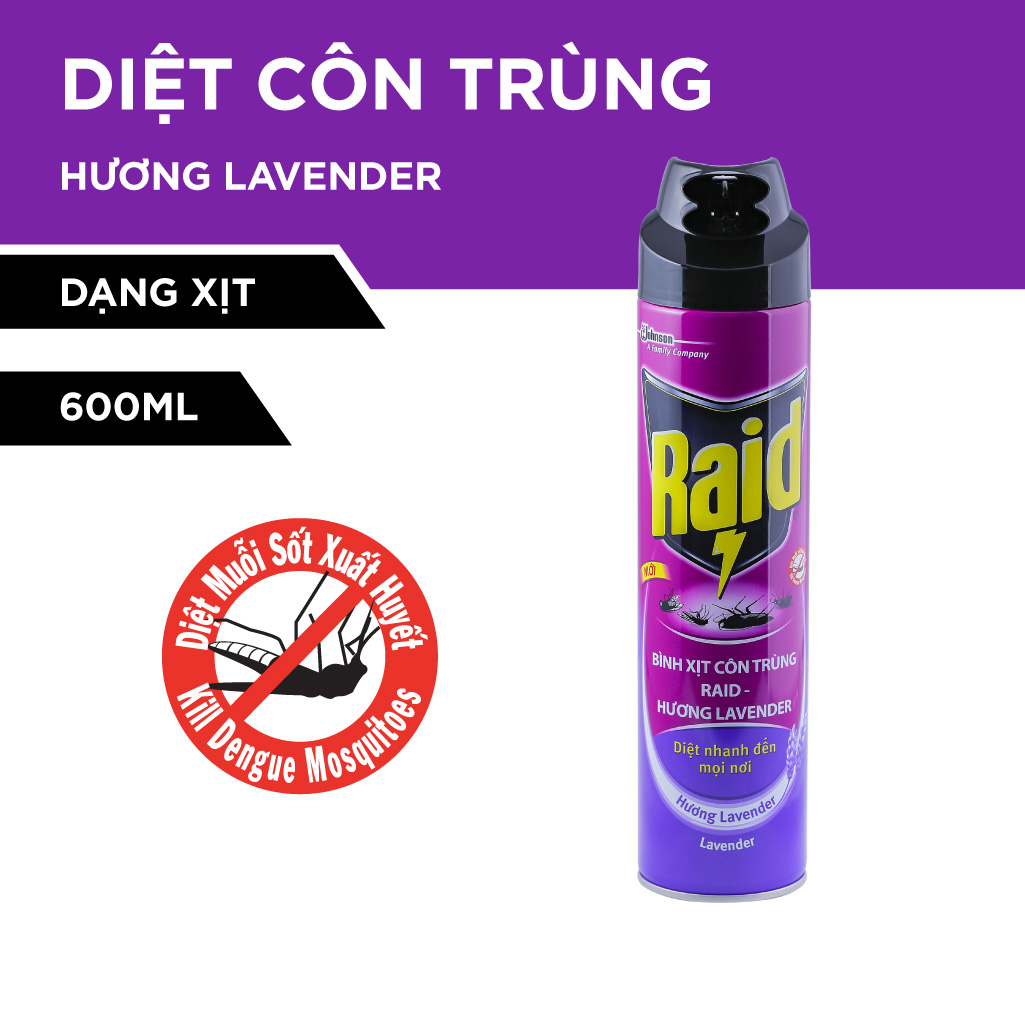 Bình xịt côn trùng RAID  Hương Lavender 600ml